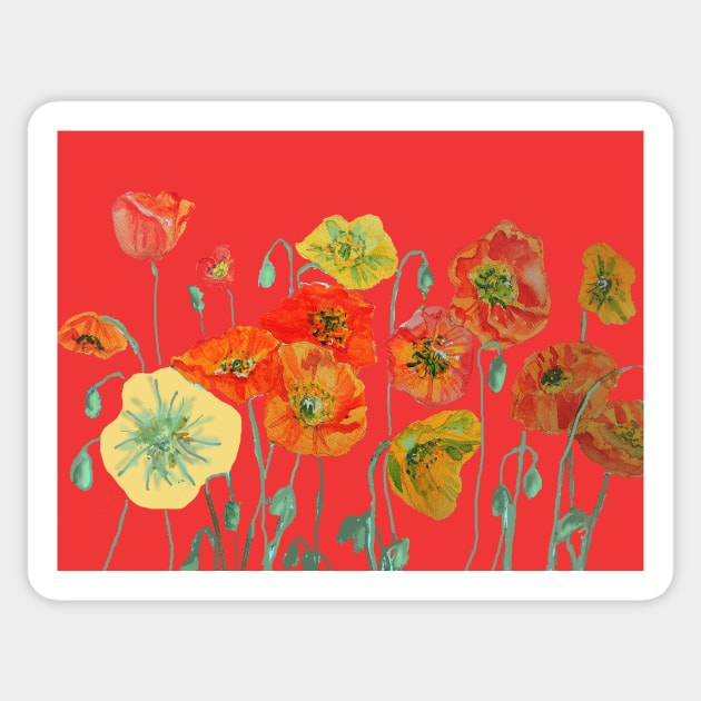 Red Poppy Watercolor Painting Sticker by SarahRajkotwala